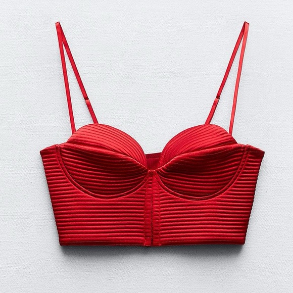 NWT Zara Satin Effect Corset Bustier Top - Picture 2 of 4